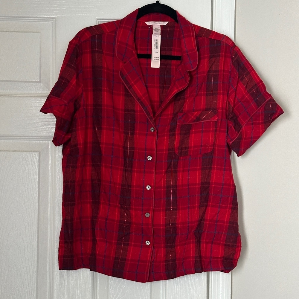Victoria’s Secret Red Plaid Pajama Top | Size Medium | NWT Sleep Shirt New